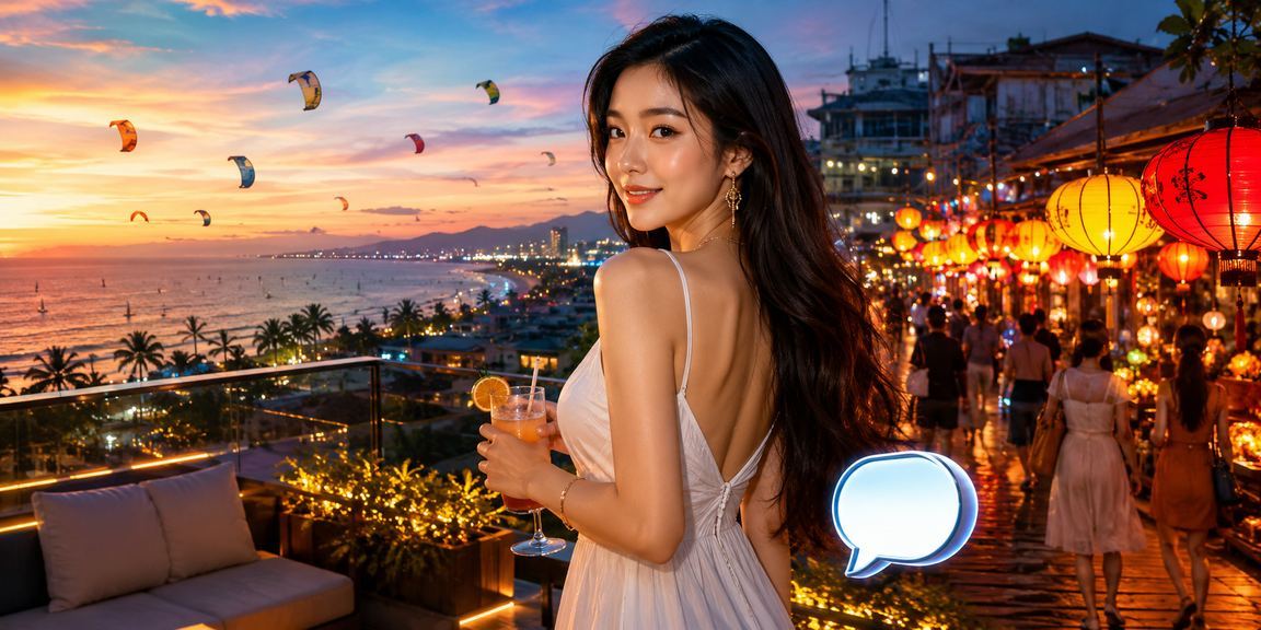 Chợ đêm Mũi Né minh họa người dùng mở casino app trên mobile