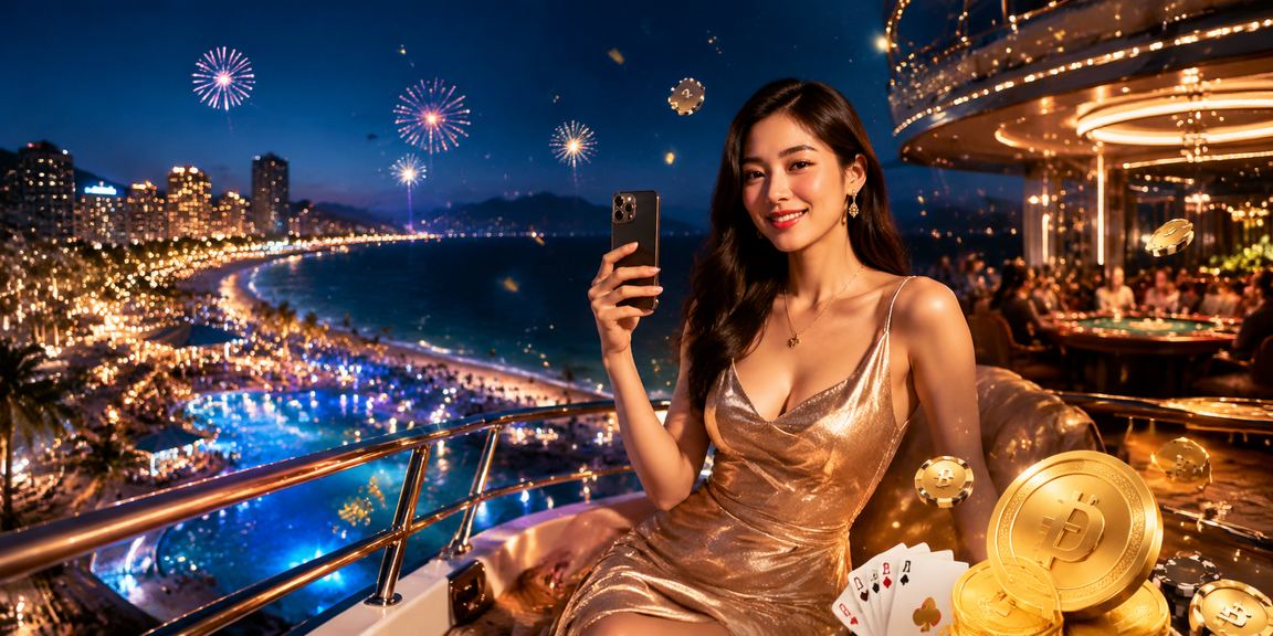 Người chơi tại Nha Trang xem hướng dẫn game bài trên thiết bị di động gần bãi biển